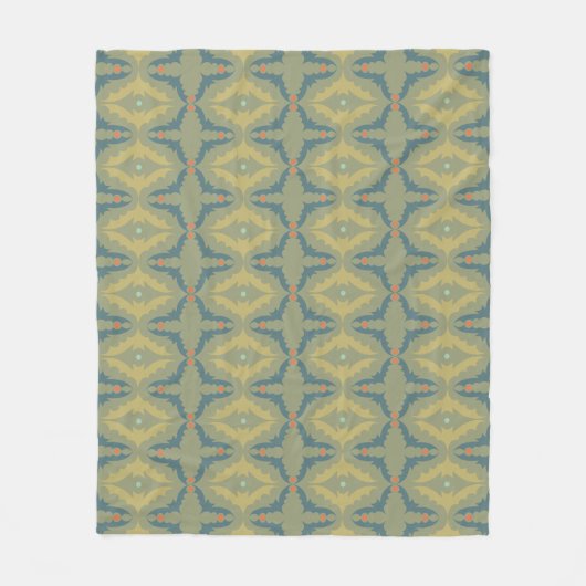 Groenachtig Retro Vintage Patroon Fleece Deken (Voorkant)