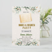 Groenblad-boekenthema uitnodiging (Staand voorkant)