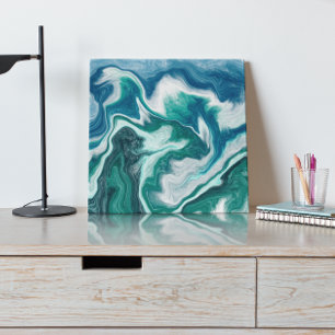 Groenblauw en blauw Turkoois Water Oceaan Marmer Canvas Afdruk