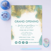 Groenblauw En Goud Moderne Kunst Vloeibare Inkt Za Flyer (Enkel)