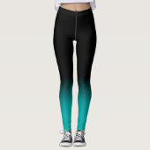Groenblauw en Zwarte Ombre Leggings (Voorkant)