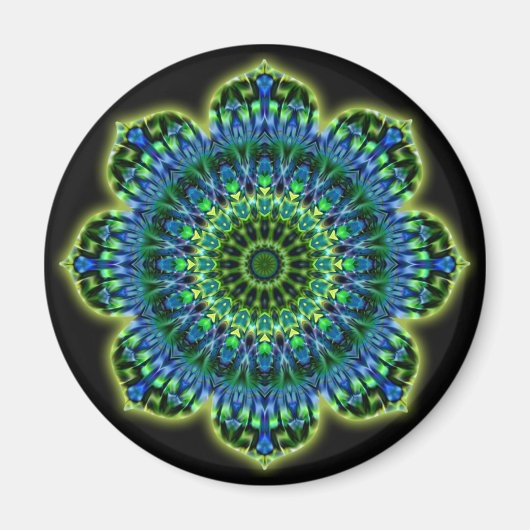 Groenblauw van Mandala | zwart Magneet (Voorkant)