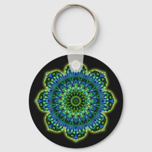 Groenblauw van Mandala zwart Sleutelhanger