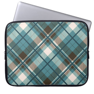 Groenblauwe bruine ruit laptop sleeve