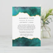 Groenblauwe en Gouden Agate Uitnodiging Verkleinde (Staand voorkant)