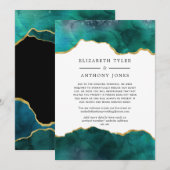 Groenblauwe en Gouden Agate Uitnodiging Verkleinde (Voorkant / Achterkant)