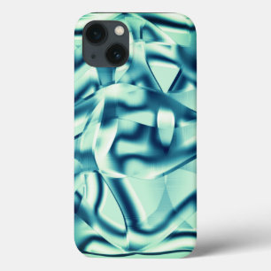 Groenblauwe vormen met een kromme kleur, cyaan ton iPhone 13 hoesje