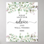Groenblijvende Eucalyptus Advies- en Goedwensbord Poster (Voorkant)
