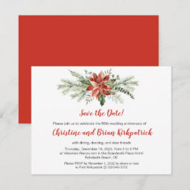 Groenblijvende Rode Poinsettia Kerstmis - Patti K  RSVP Kaartje