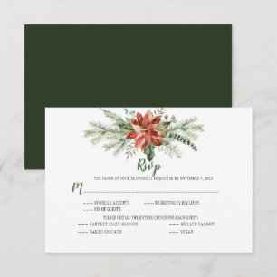 Groenblijvende rode poinsettia slinger Kerst RSVP Kaartje