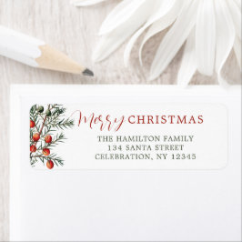  groenblijvende tak rode bessen etiket