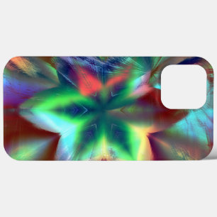 Groenbloem op gekleurd rood, onder glazen werking iPhone 13 pro max hoesje