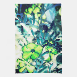 Groenbloem van veranderende kleuren theedoek