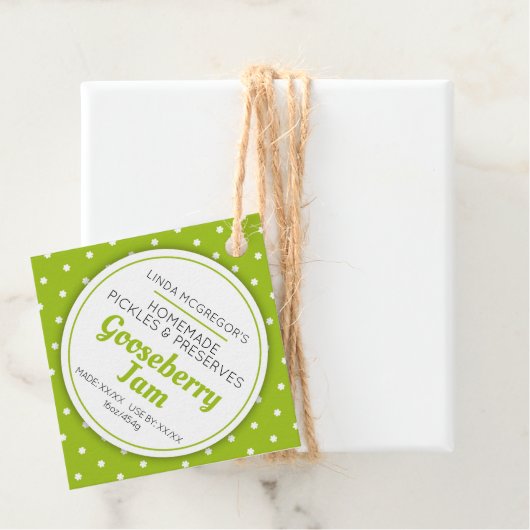 Groenconserveerjam met kruisbessen bedankjes labels (In situ)