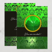 GROENDAMASK MET SHAMROCK, zwart Kaart (Voorkant / Achterkant)