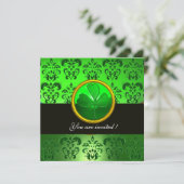 GROENDAMASK MET SHAMROCK, zwart Kaart (Staand voorkant)