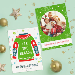 Groene 1 Foto Familie Lelijke Trui Tis het Seizoen Feestdagenkaart