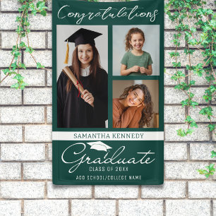 Groene 3 Foto Collage Afstuderen Gefeliciteerd Afg Spandoek