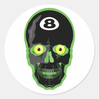 groene 8 bal schedel ronde sticker