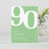 Groene 90ste verjaardag uitnodiging (Staand voorkant)
