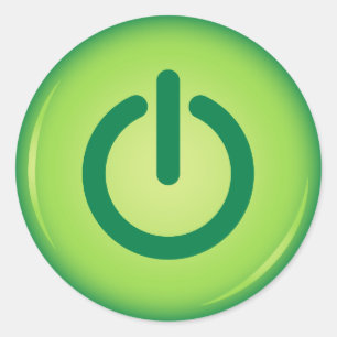 Groene aan-uit-knop nieuwigheidstickers ronde sticker
