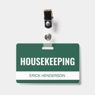 Groene aangepaste hotel huishoudelijke medewerker badge