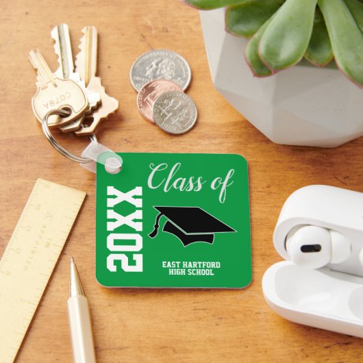 Groene Aangepaste Senior Class 2023 Favor Sleutelh Sleutelhanger (Bureau)