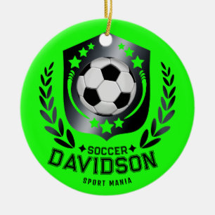 Groene aangepaste voetbal Gepersonaliseerde teks Keramisch Ornament