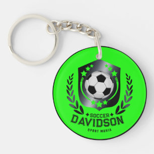 Groene aangepaste voetbal Gepersonaliseerde teks Sleutelhanger