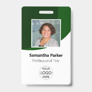 Groene aangepaste werknemersbadge - foto, logo, ba badge