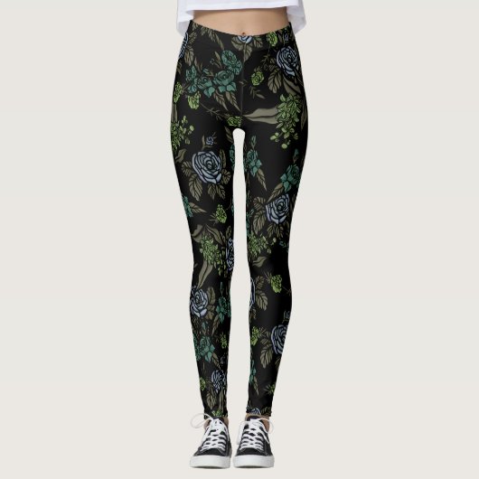 Groene aardbloemen leggings (Voorkant)