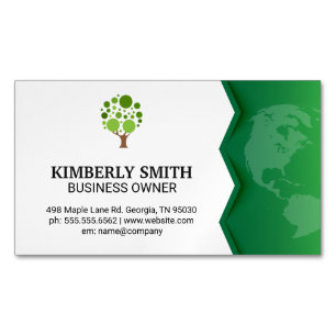 Groene Aarde   Boom-pictogram Magnetisch Visitekaartje