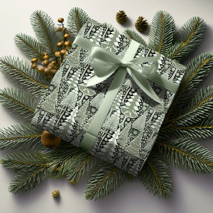 Groene Aarde Kerstmispatroon#6 ID1009 Cadeaupapier