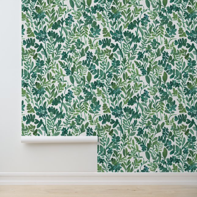 Groene Abstracte Blad Wingerd Behang (Applicatie)