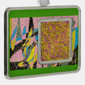 groene abstracte design van art. 2 verzilverd kader ornament (Rechts)