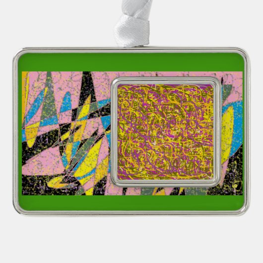 groene abstracte design van art. 2 verzilverd kader ornament (Voorkant)