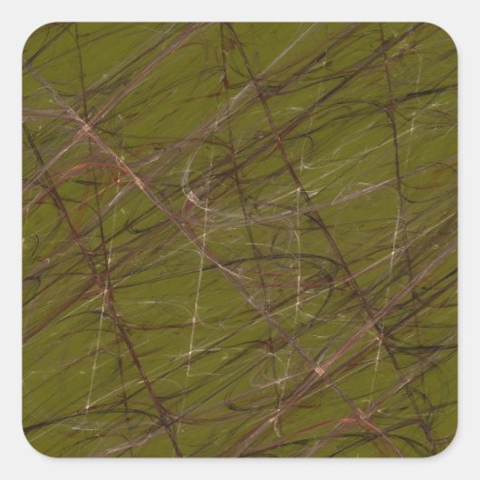 Groene Abstracte Fractal Square Sticker (Voorkant)