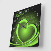 Groene Abstracte hartklok Vierkante Klok (Hoek)