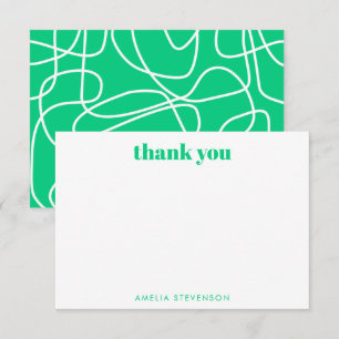 Groene Abstracte Moderne Lijnkunst Persoonlijke Na Bedankkaart