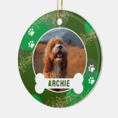 Groene Abstracte Paw Print Pet Photo Keramisch Ornament (Links)
