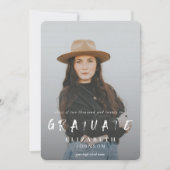 Groene Abstracte penseelstreken Foto Afstuderen Aankondiging (Voorkant)