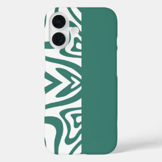Groene abstracte print met massief groene telefoon iPhone 16 hoesje
