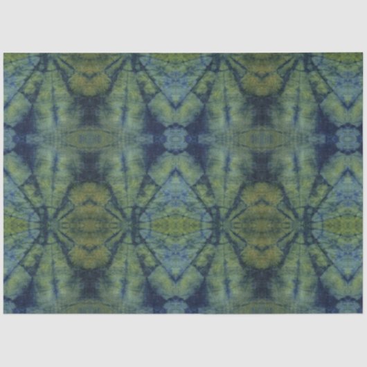 Groene Abstracte tinten kleuren Traditionele Patro Tissuepapier (Voorkant)