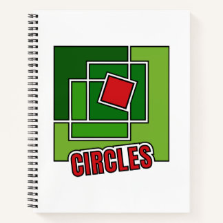 Groene abstractie met gedraaide rode vierkant notitieboek