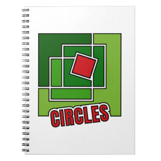 Groene abstractie met gedraaide rode vierkant notitieboek