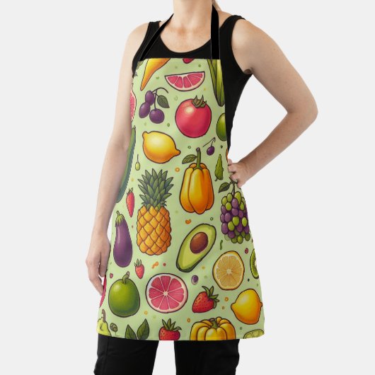 Groene achtergrond fruit en groenten ontwerp schort (Insitu)