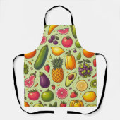 Groene achtergrond fruit en groenten ontwerp schort (Voorkant)