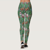 Groene Achtergrond Kerst Decoratiepatroon Leggings (Achterkant)