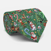Groene Achtergrond Kerst Decoratiepatroon Stropdas (Opgerold)