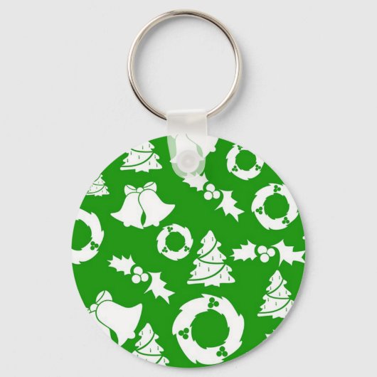 Groene achtergrond met cellen, mistletoe en bomen sleutelhanger (Voorkant)